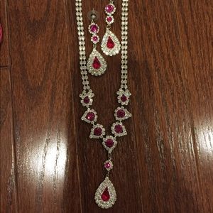 Pink White Red jewelry set